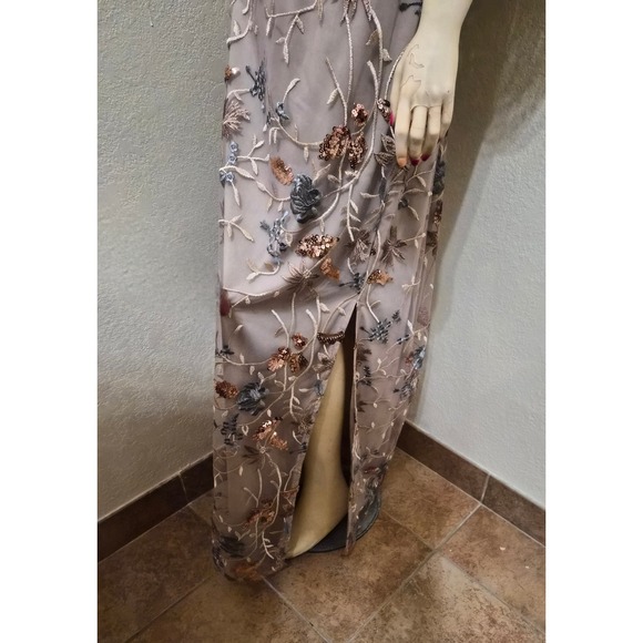 JS Collections Daphne Flutter Column Gown Mauve Sequin Floral Dress 12 NEW - Picture 7 of 16